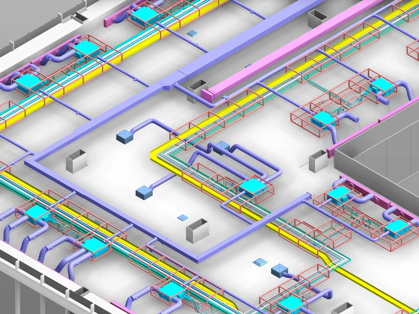Electrical conduit runs coordinated with other building services