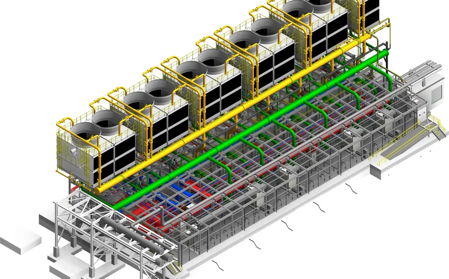 Coordinated MEP BIM pump room model by Heaven Designs